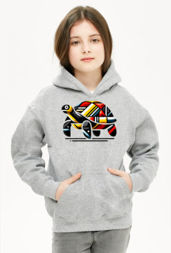 Bluza z Kapturem Dla Dziewczynki - Geometryczny żółw w kalejdoskopie barw - unikalna grafika nowoczesna