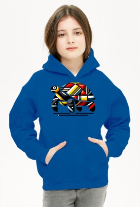 Bluza z Kapturem Dla Dziewczynki - Geometryczny żółw w kalejdoskopie barw - unikalna grafika nowoczesna