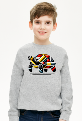Bluza Dla Chłopca - Geometryczny żółw w kalejdoskopie barw - unikalna grafika nowoczesna