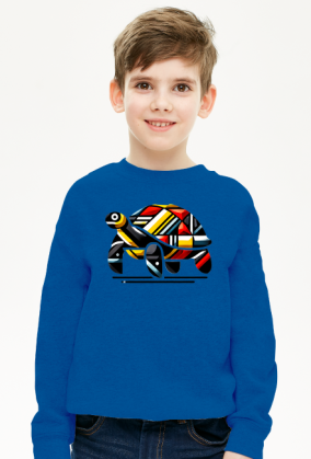 Bluza Dla Chłopca - Geometryczny żółw w kalejdoskopie barw - unikalna grafika nowoczesna