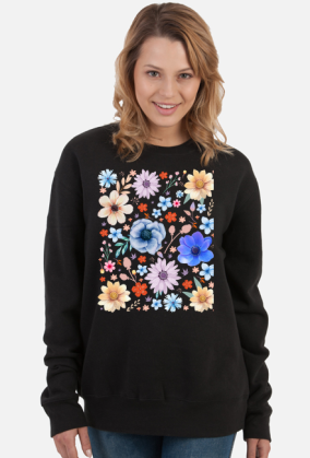 Bluza Damska Klasyczna "Rozkwitające Marzenia - Abstrakcyjna Kompozycja Kwiatów"