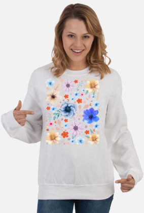 Bluza Damska Klasyczna "Rozkwitające Marzenia - Abstrakcyjna Kompozycja Kwiatów"