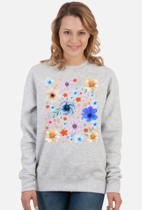 Bluza Damska Klasyczna "Rozkwitające Marzenia - Abstrakcyjna Kompozycja Kwiatów"