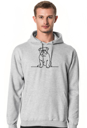 Bluza Męska z Kapturem - Minimalistyczny rysunek Buldoga Angielskiego