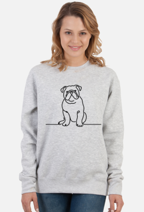 Bluza Damska Klasyczna - Minimalistyczny rysunek Buldoga Angielskiego