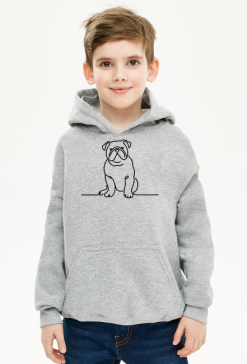 Bluza z Kapturem Dla Chłopca - Minimalistyczny rysunek Buldoga Angielskiego