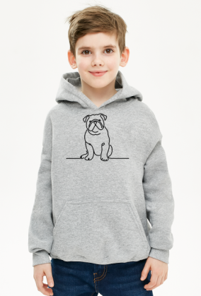Bluza z Kapturem Dla Chłopca - Minimalistyczny rysunek Buldoga Angielskiego