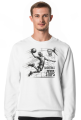Bluza Męska Klasyczna - Dynamiczna grafika koszykarza w locie z hasłem 'Basketball Never Stops'