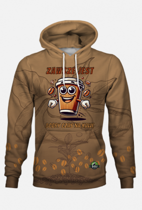 Bluza z Kapturem FullPrint: Zabawna filiżanka kawy z dynamicznym hasłem - idealna dla miłośników kawy