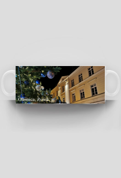 Kubek full print Olesnica Rynek choinka ratusz