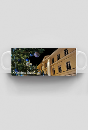 Kubek full print Olesnica Rynek choinka ratusz