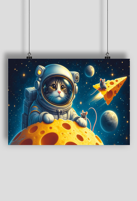 Plakat "Kot astronauta"