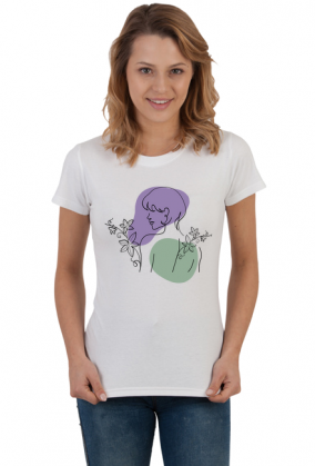 lineart woman flowers