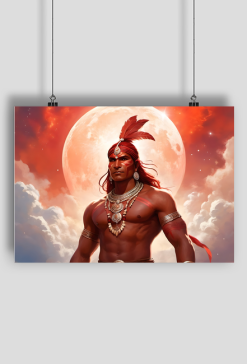 Plakat poziomy A1 Fantasy Czerwony Indianin 1