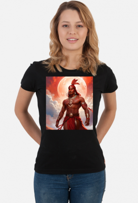 Damska koszulka T-Shirt z nadrukiem Fantasy Czerwony Indianin 1