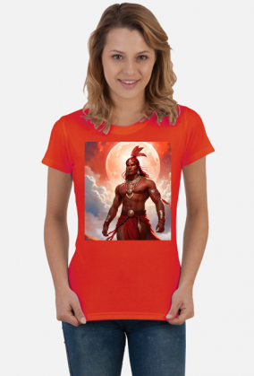 Damska koszulka T-Shirt z nadrukiem Fantasy Czerwony Indianin 1