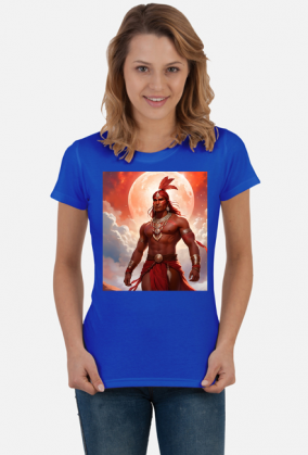 Damska koszulka T-Shirt z nadrukiem Fantasy Czerwony Indianin 1