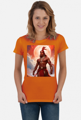 Damska koszulka T-Shirt z nadrukiem Fantasy Czerwony Indianin 1