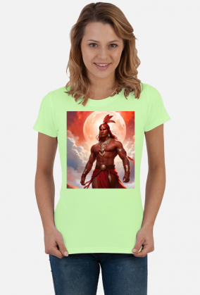 Damska koszulka T-Shirt z nadrukiem Fantasy Czerwony Indianin 1