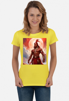 Damska koszulka T-Shirt z nadrukiem Fantasy Czerwony Indianin 1