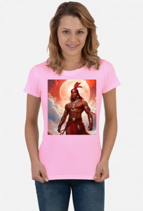 Damska koszulka T-Shirt z nadrukiem Fantasy Czerwony Indianin 1