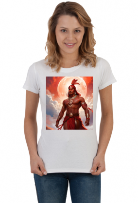 Damska koszulka T-Shirt z nadrukiem Fantasy Czerwony Indianin 1