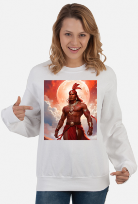 Bluza ze sciagaczem z nadrukiem Fantasy Czerwony Indianin 1