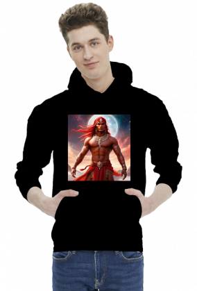Bluza z kapturem z nadrukiem Fantasy Czerwony Indianin 2