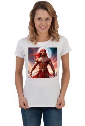 Damska koszulka z nadrukiem Fantasy Czerwony Indianin 2