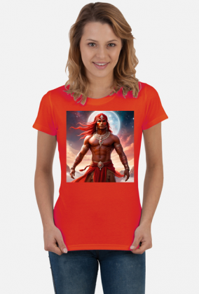 Damska koszulka z nadrukiem Fantasy Czerwony Indianin 2