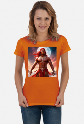 Damska koszulka z nadrukiem Fantasy Czerwony Indianin 2