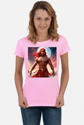 Damska koszulka z nadrukiem Fantasy Czerwony Indianin 2