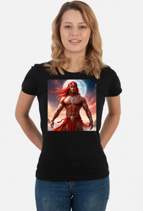 Damska koszulka z nadrukiem Fantasy Czerwony Indianin 2
