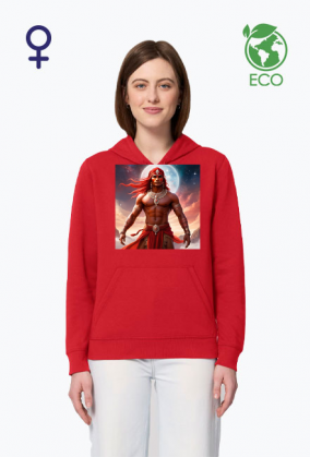 Ekologiczna bluza z kapturem z nadrukiem Fantasy Czerwony Indianin 2