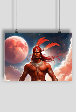 Plakat poziomy A1 Fantasy Czerwony Indianin 3