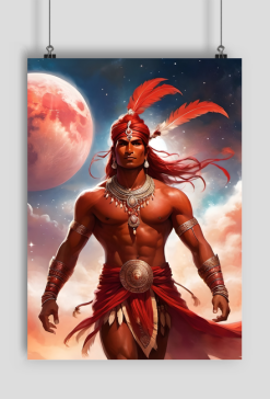 Plakat pionowy A2 Fantasy Czerwony Indianin 3