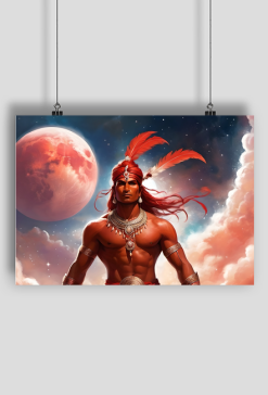 Plakat poziomy A2 Fantasy Czerwony Indianin 3