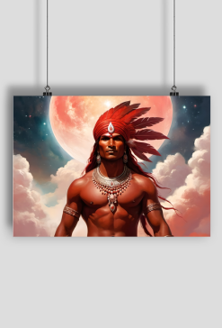 Plakat poziomy A1 Fantasy Czerwony Indianin 4