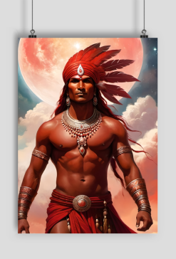 Plakat pionowy A1 Fantasy Czerwony Indianin 4