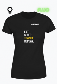 Koszulka "Eat Sleep Trance Repeat" z fluorescencyjnym nadrukiem – NONAME
