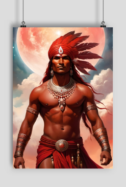 Plakat pionowy A2 Fantasy Czerwony Indianin 4