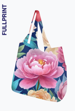 Torba na ramie na plaze na zakupy do miasta z nadrukiem full print Kwiaty kolor 26
