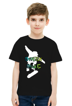Koszulka chłopięca czarna Skateboarding Skate Street style