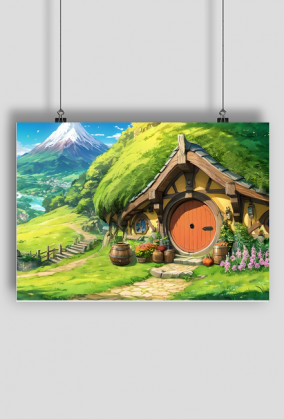 Plakat poziomy A1 Fantasy Chatka Hobbita 1