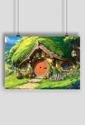 Plakat poziomy A2 Fantasy Chatka Kraina Hobbita 1