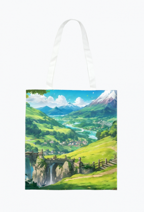 Torba ekologiczna na zakupy full print Fantasy Chatka Kraina Hobbita 1
