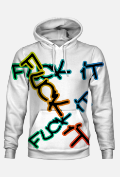 Bluza męska z kapturem napis Fuck it humor Fullprint