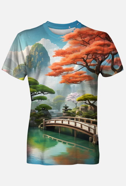 Meska koszulka T-Shirt z nadrukiem full print Japonia 1