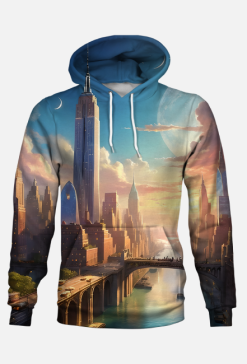 Bluza z kapturem z nadrukiem full print New York 1