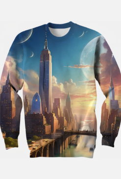 Meska bluza bez kaptura z nadrukiem full print New York 1